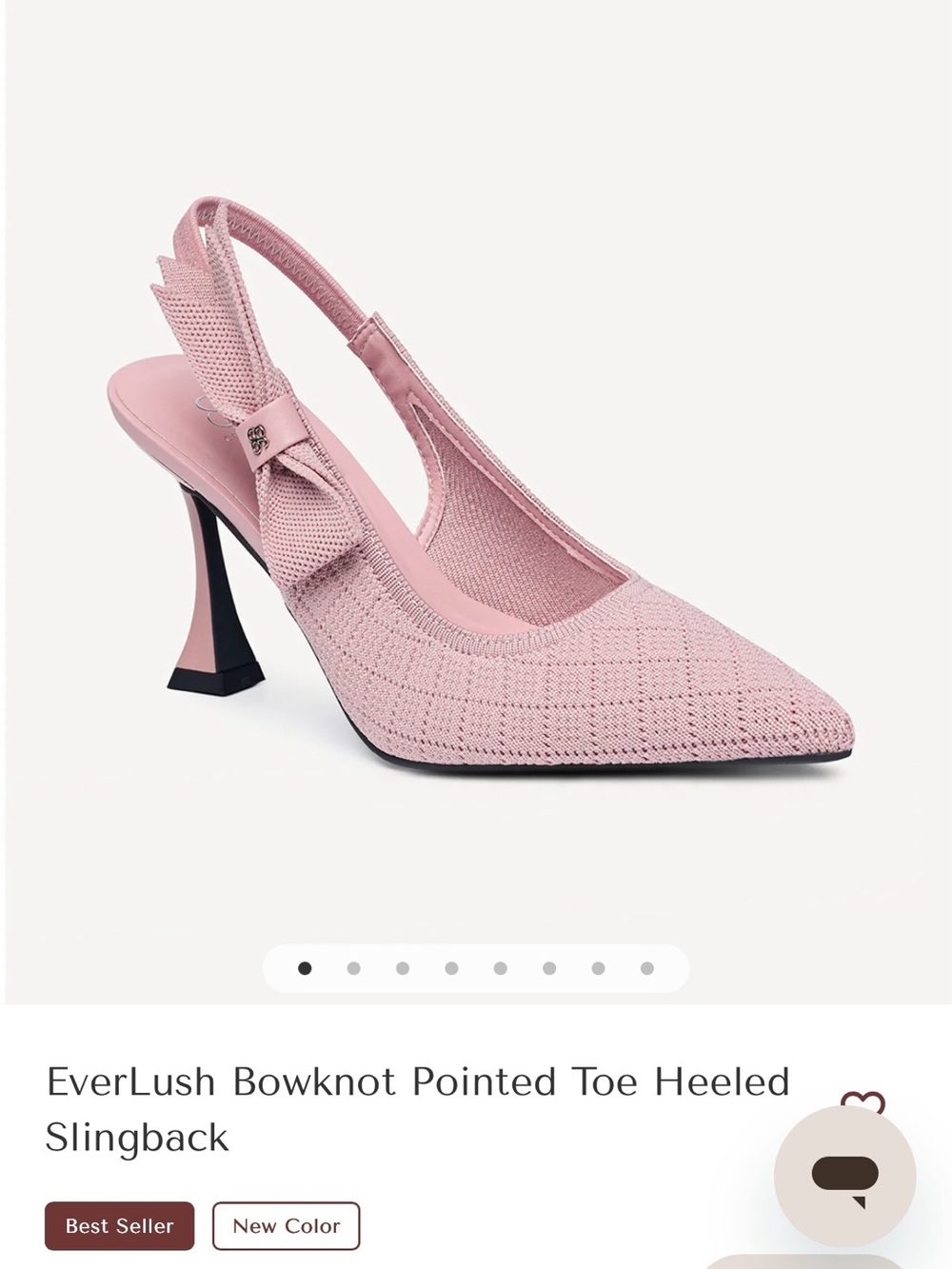 EverLush Pink Bowknot Pointed-Toe Heeled Slingback